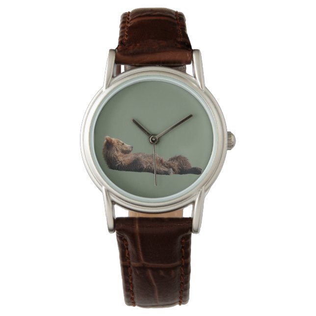 Montre marron classique pour femme avec bracelet e (devant)