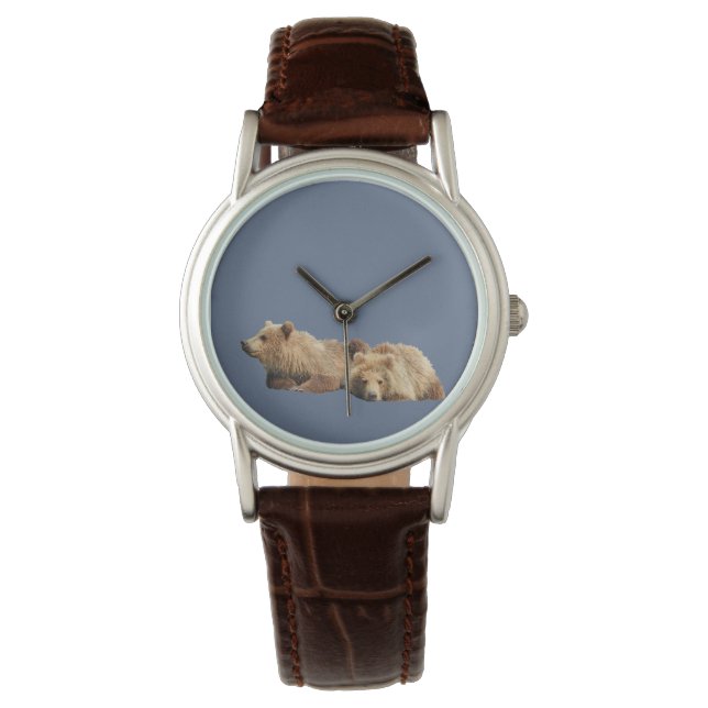 Montre marron classique pour femme avec bracelet e (devant)