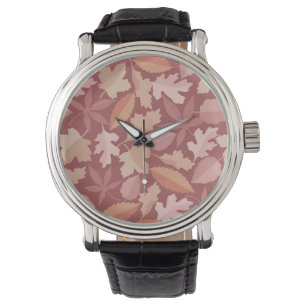 Montre Marsala motif feuille