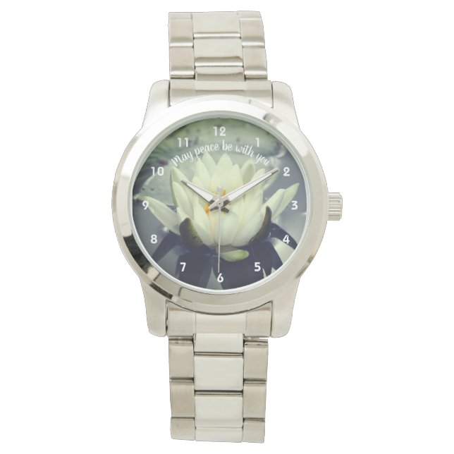 Montre May Peace Be With You Lotus Inspirational   (devant)