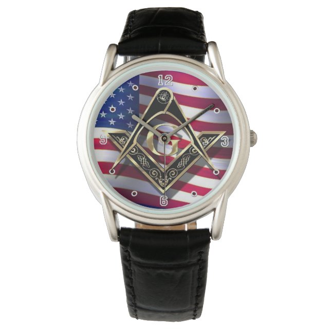 Montre McKim's Black/Gold Carré & Compass Patriotique (devant)