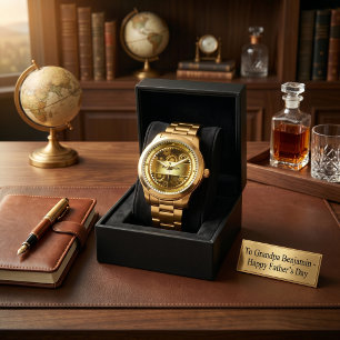 Montre mécanique à engrenages dorés pour la fête d