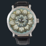 Montre Médaillon floral orné sur Arrière - plan bleu clai<br><div class="desc">Un arrière - plan bleu clair sert d'accent à ce tableau orné de médaillons floraux de Vision Studio. Des couches de feuilles multiplient la beauté de la fleur,  lui donnant une qualité très nature. Achetez-le aujourd'hui et laissez-le fleurir dans votre maison!</div>