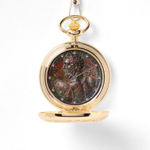 MONTRE MÉDALLION ROMAINE ANTIQUE BRONZE AVEC GEMSTONES RO