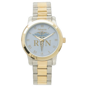 Montre Médicale bleu clair Caduceus Infirmière inscrite R