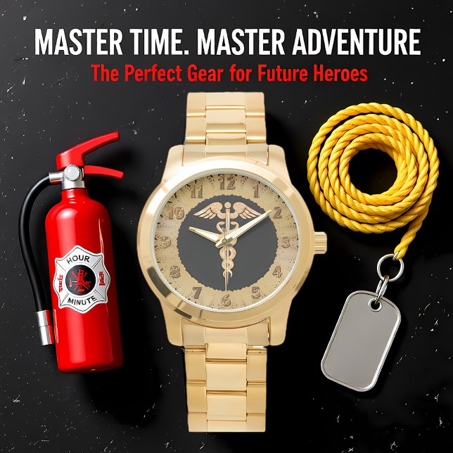 Montre Médicale or brillant silhouette alerte badge (Créateur téléchargé)