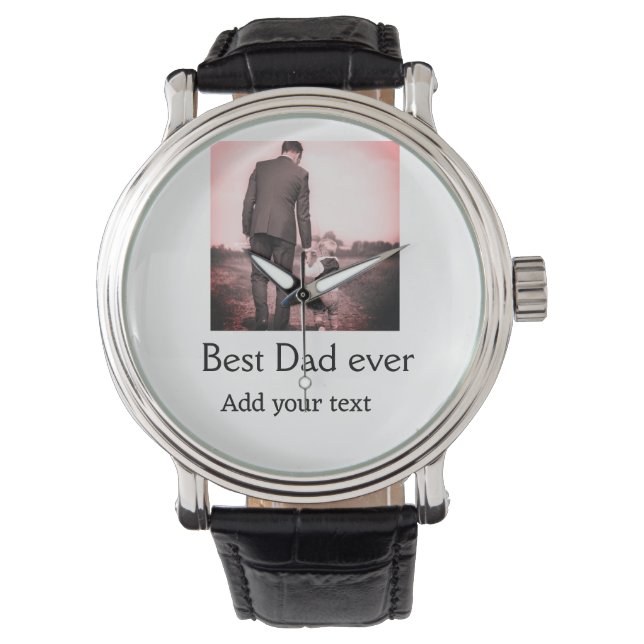 Montre Meilleur papa jamais ajouter nom image fête des pè (devant)