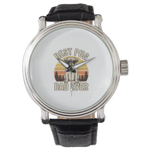 Montre Meilleur papa Pug jamais Design de T-Shirt vintage