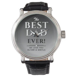 Montre Meilleur papa Typographie noir et blanc Fête des