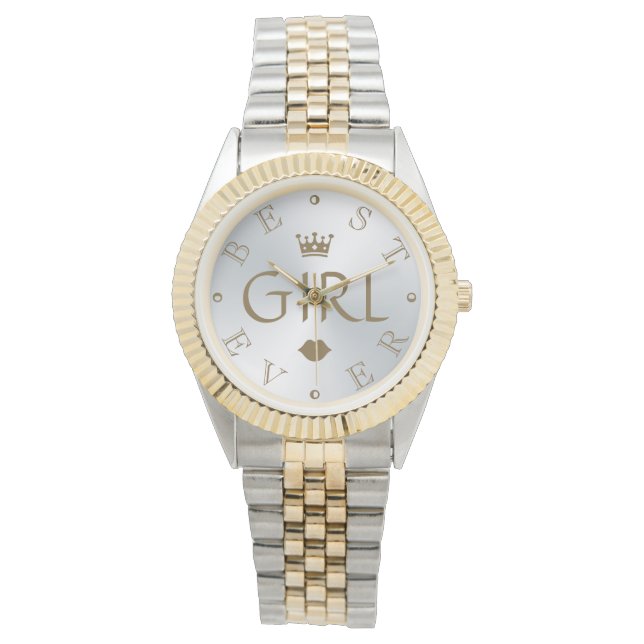 Montre MEILLEURE FILLE JAMAIS Argent Gradient (devant)