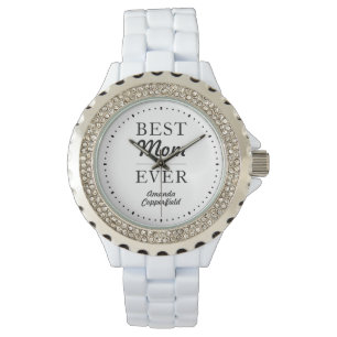 Montre Meilleure maman jamais blanc Silver Nom personnali