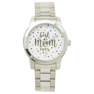 Montre Meilleure Maman Jamais Confit simple noir et or