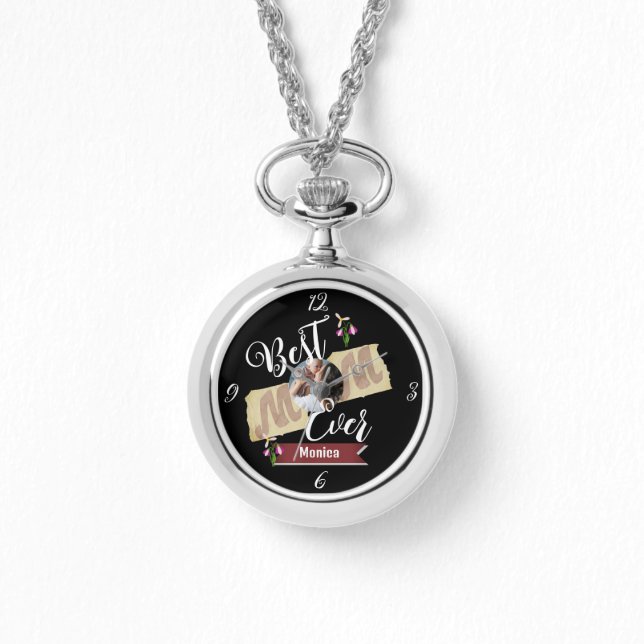 Montre meilleure maman jamais, maman et bébé une famille  (Recto)