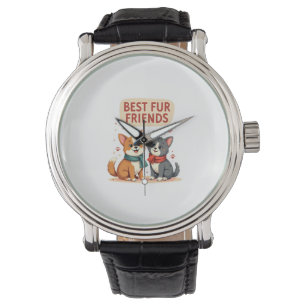 Montre Meilleurs amis en pelage Vintage Chat et Chien de