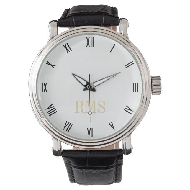 Montre Mens Classic Vintage Look Monogramme Initiales Reg (devant)