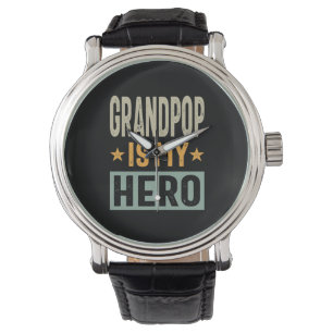 Montre Mens Grandpop Est Mon Héros - Papa Grandpa Cadeau