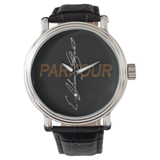 Montre Men's Vintage Black Leather Strap Watch (devant)