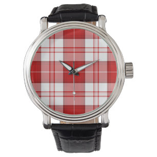 Montre Menzies tartan rouge blanc plaid