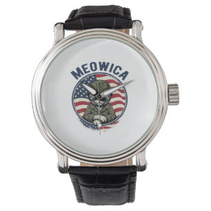 Montre Meowica Chat Patriotique Chemise Gravure Vintage D