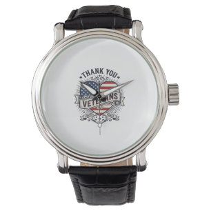 Montre Merci aux vétérans Conception vectorielle de cœur