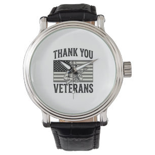 Montre Merci aux vétérans Vintage Flag Soldat Chemise Des