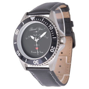 Montre 'Merci Papa' Polices Blanches Cœur Rouge Cadran No