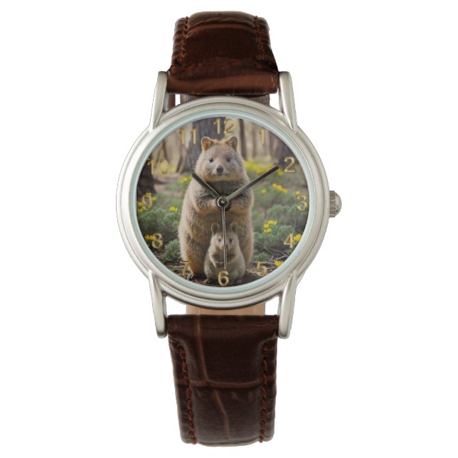 Montre Mère Et Bébé Quokka, Femmes Veille En Cuir (devant)