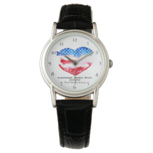 Montre *~* Mère militaire Vétérinaire Rouge Blanc Bleu Co