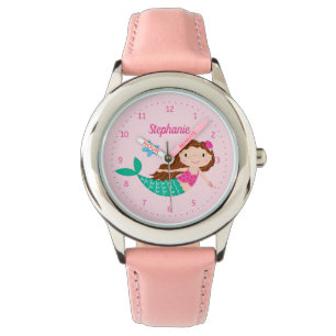 Montre Mermaid mignon rose Personnalisé