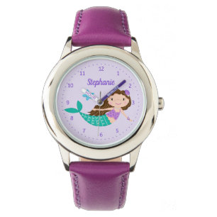 Montre Mermaid mignon violet personnalisé