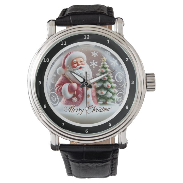 Montre Merry Christmas Santa and Snowflakes  (devant)