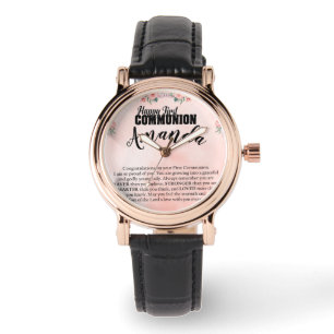 Montre Message du Rose de pêche de nom personnalisé pour