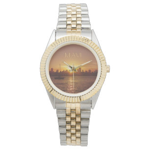Montre Miami Sunset Skyline avec votre texte