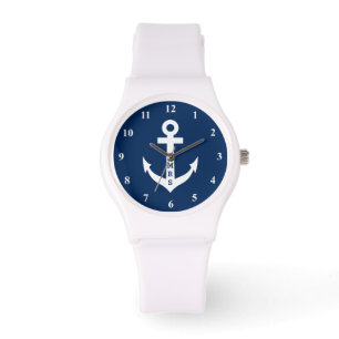 Montre Microgramme monogramme d'ancre nautique personnali