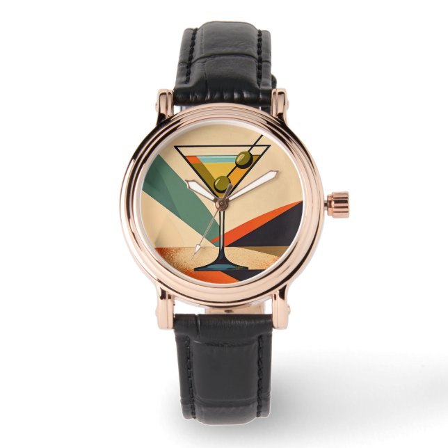 Montre Mid Century Modern Color Block Martini Art (Recto)