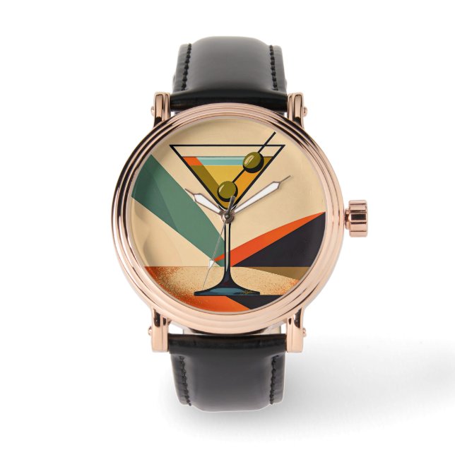 Montre Mid Century Modern Color Block Martini Art (Recto)