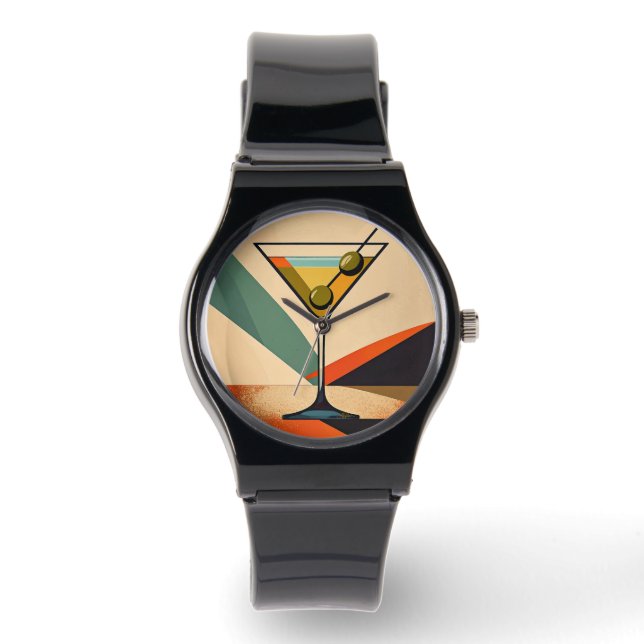 Montre Mid Century Modern Color Block Martini Art (Recto)