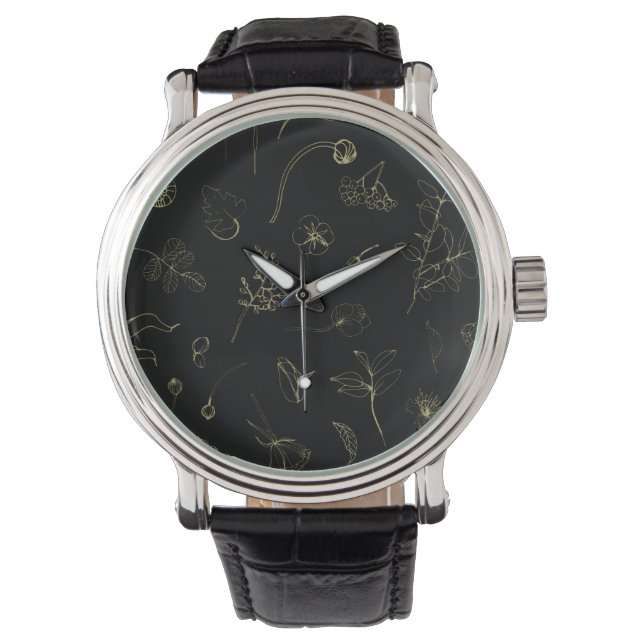 Montre Midnight Garden Botanical Line Art Watch (devant)
