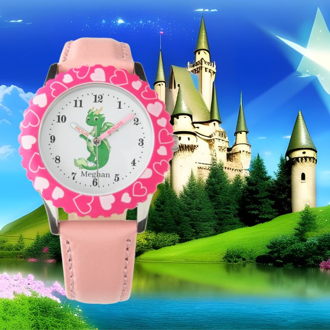 Montre mignon amoureux dragon filles ajouter le nom (Créateur téléchargé)