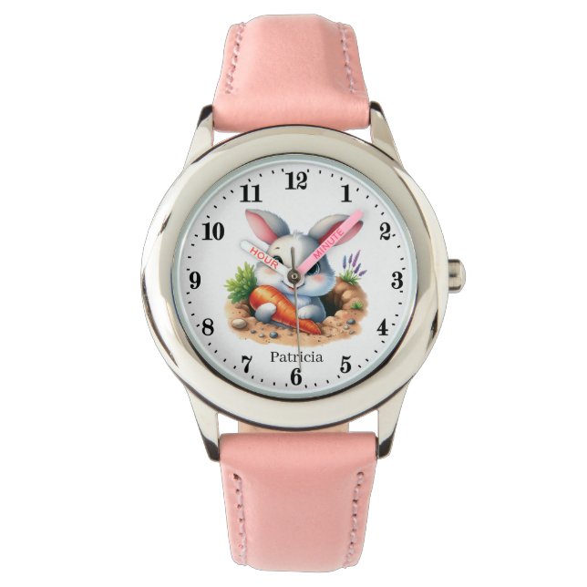 Montre mignon amoureux lapin ajouter nom filles (devant)