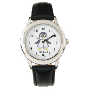 Montre mignon enfants pingouin unisex ajouter nom