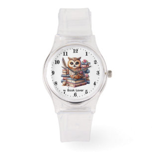 Montre Mignon hibou amateur de livres personnalisable