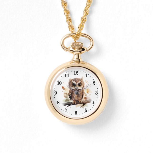 Montre mignon oiseau de chouette ajouter nom (Recto)
