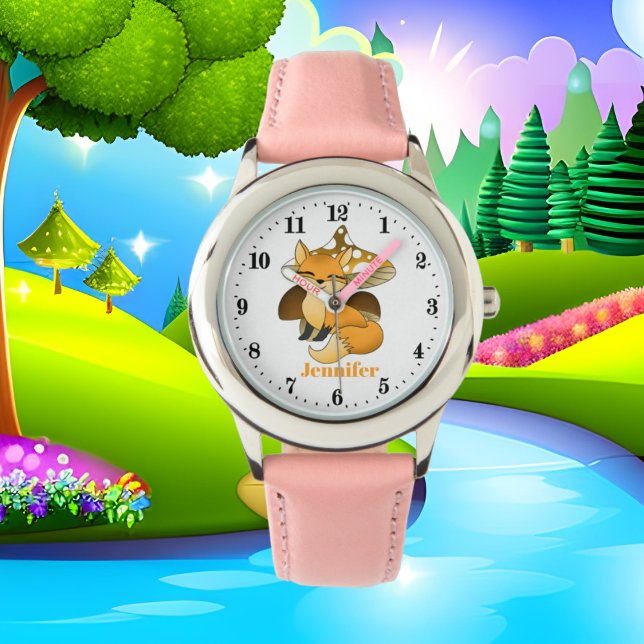 Montre mignon renard amoureux des animaux champignon (Créateur téléchargé)