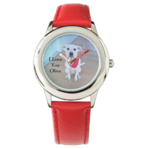 Montre Mignonne Chien Blanc Portant L'Écharpe Rouge Je T'
