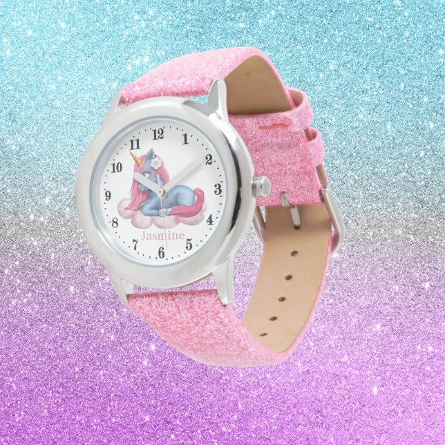 Montre mignonne filles imaginaire licorne ajouter nom (Créateur téléchargé)