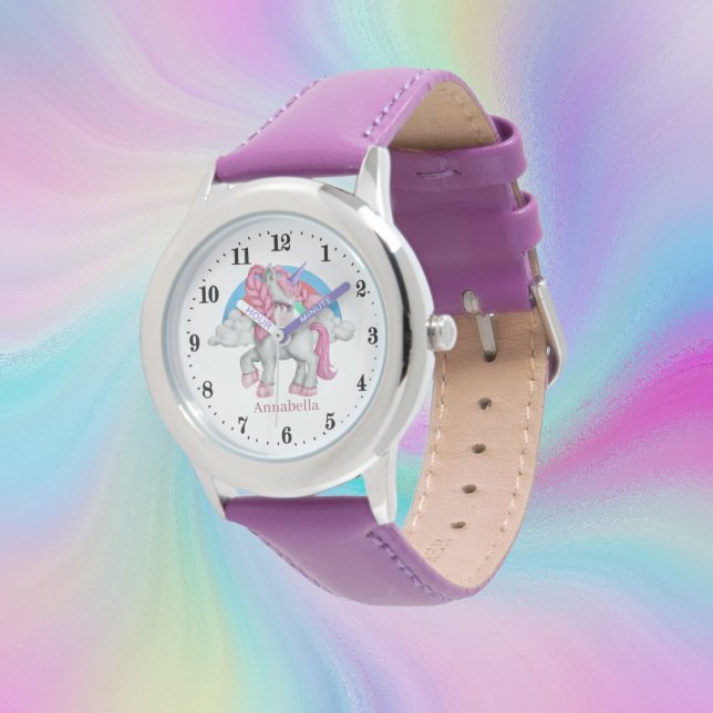 Montre mignonne filles imaginaire licorne ajouter nom (Créateur téléchargé)