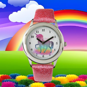 Montre mignonne filles imaginaire licorne ajouter nom Wat