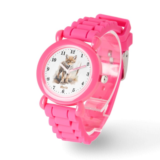 Montre mignonne filles loup ajouter nom (Angle)