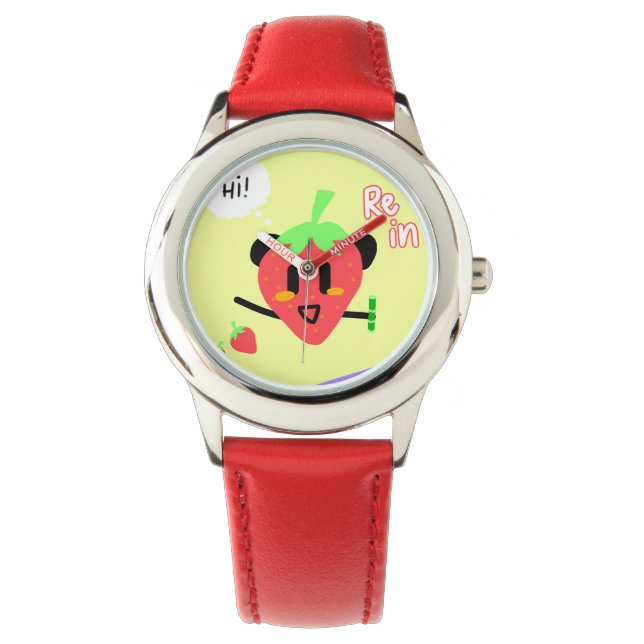 Montre Mignonne Panda Fraise (devant)